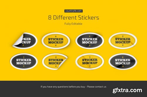 CreativeMarket - Oval Stickers Mockup Set 6664118