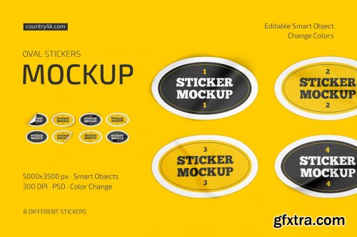 CreativeMarket - Oval Stickers Mockup Set 6664118