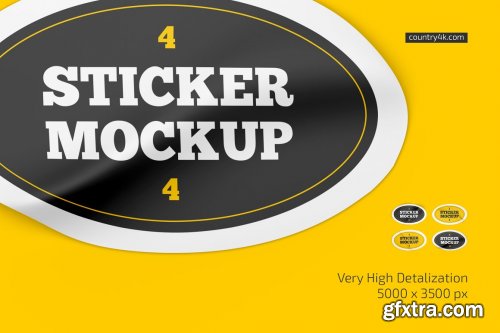 CreativeMarket - Oval Stickers Mockup Set 6664118