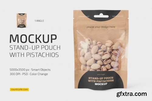 CreativeMarket - StandUp Pouch with Pistachios Mockup 6716534