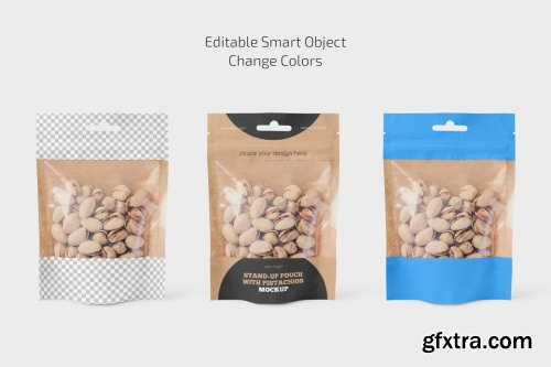 CreativeMarket - StandUp Pouch with Pistachios Mockup 6716534