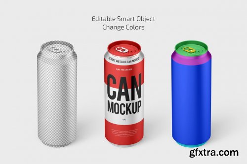 CreativeMarket - 500ml Glossy Metallic Can Mockup Set 6636136