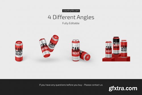 CreativeMarket - 500ml Glossy Metallic Can Mockup Set 6636136