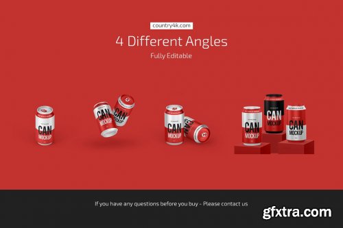 CreativeMarket - 330ml Glossy Metallic Can Mockup Set 6628876