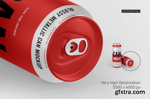 CreativeMarket - 500ml Glossy Metallic Can Mockup Set 6636136