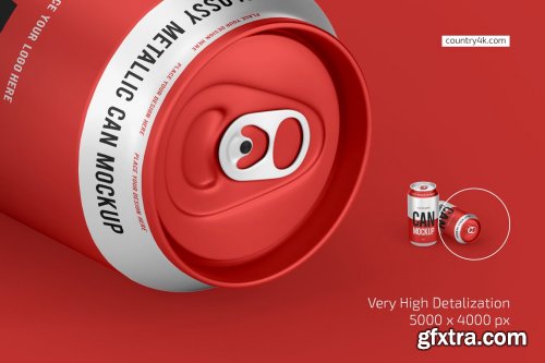 CreativeMarket - 330ml Glossy Metallic Can Mockup Set 6628876