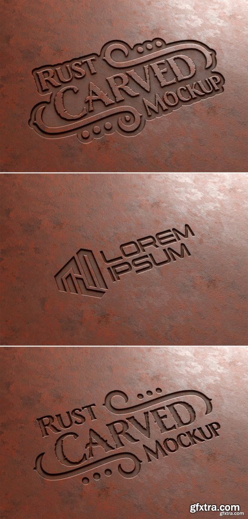 Carved Text Effect in Rusted Metal Mockup 355043324