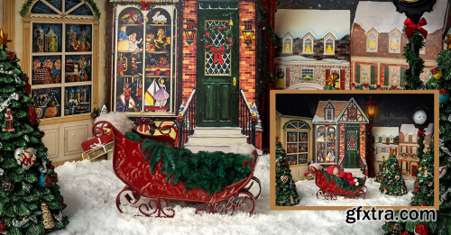 Meg Bitton - Christmas Village Digital Background