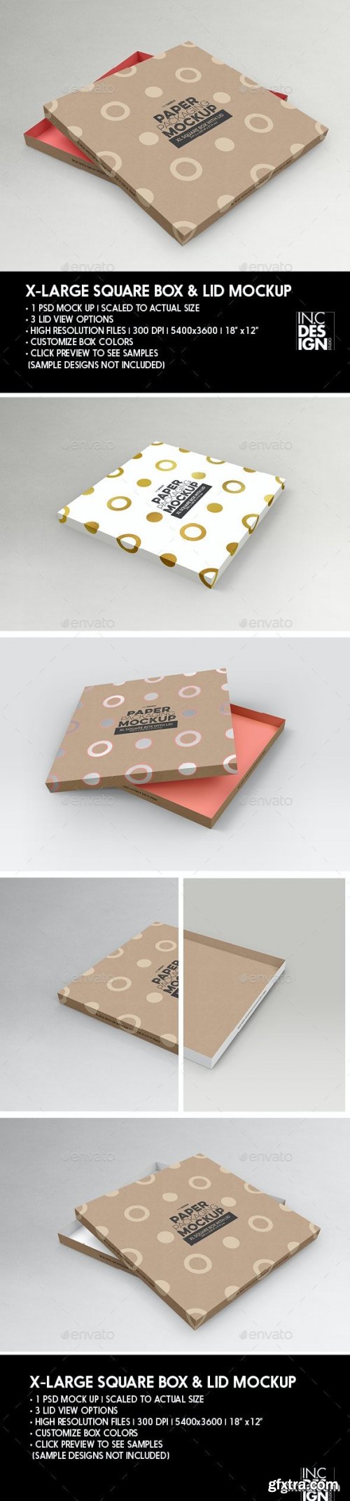 GraphicRiver - Paper XL Square Box and Lid Packaging Mockup 27036240