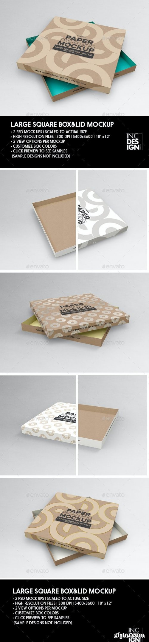 GraphicRiver - Large Square Paper Box and Lid Packaging Mockup 27036185