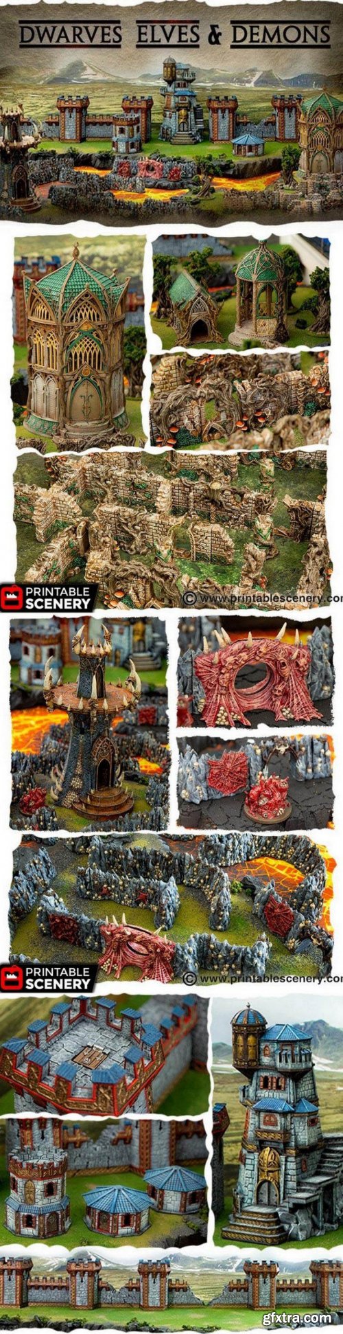 Dwarves Elves and Demons Printed Scenery