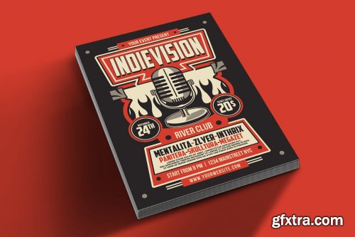 Indie Music Retro Microphone Flyer