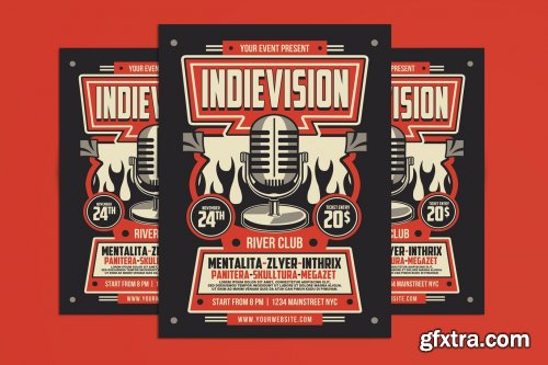 Indie Music Retro Microphone Flyer