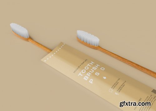 Bamboo Toothbrushes with Box Mockup