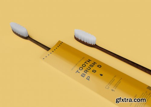 Bamboo Toothbrushes with Box Mockup