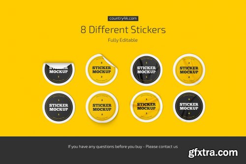 CreativeMarket - Round Stickers Mockup Set 6649166