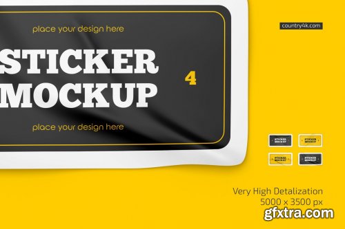 CreativeMarket - Rectangular Stickers Mockup Set 6668411