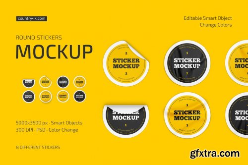 CreativeMarket - Round Stickers Mockup Set 6649166