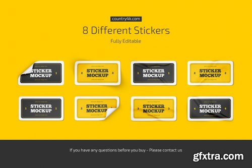 CreativeMarket - Rectangular Stickers Mockup Set 6668411