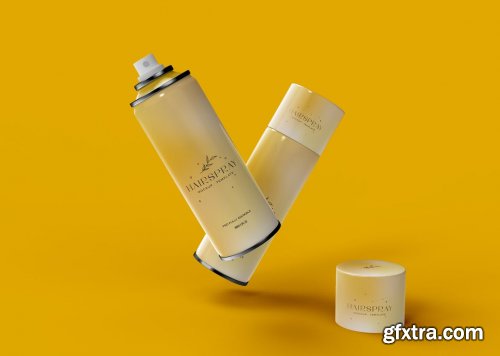 Two Spray Cans Floating Mockup