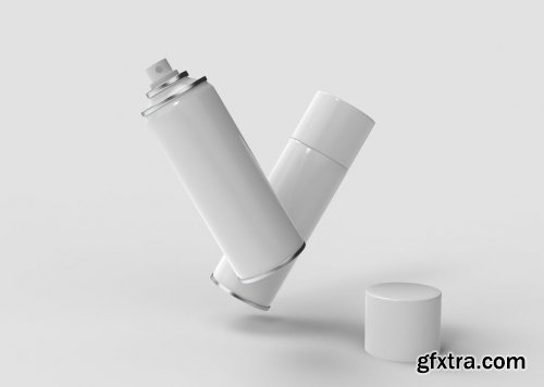 Two Spray Cans Floating Mockup