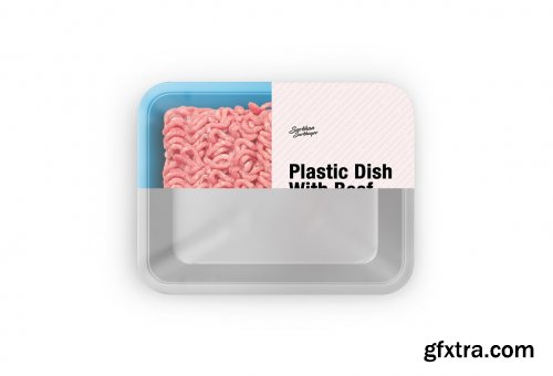 CreativeMarket - Plastic Dish With Beef Mockup 5005127