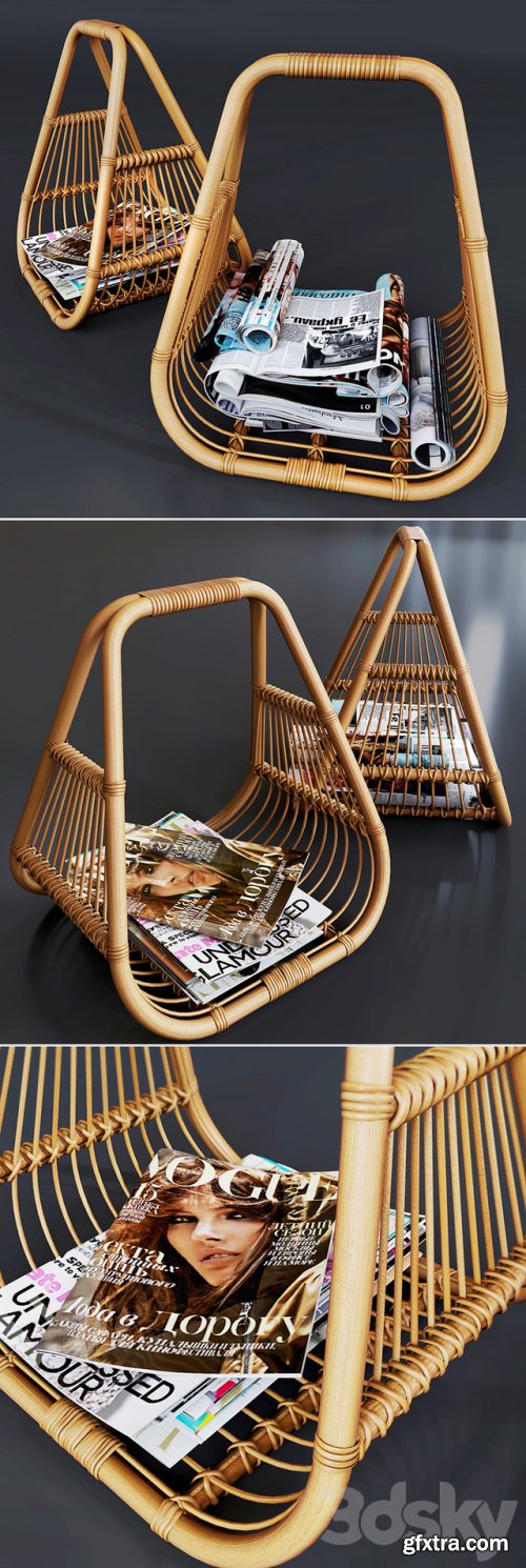 journals set and wicker stand made of natural rattan