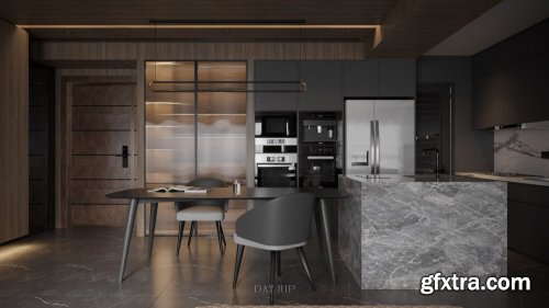 Living Room – Kitchen Interior by Dat Hip