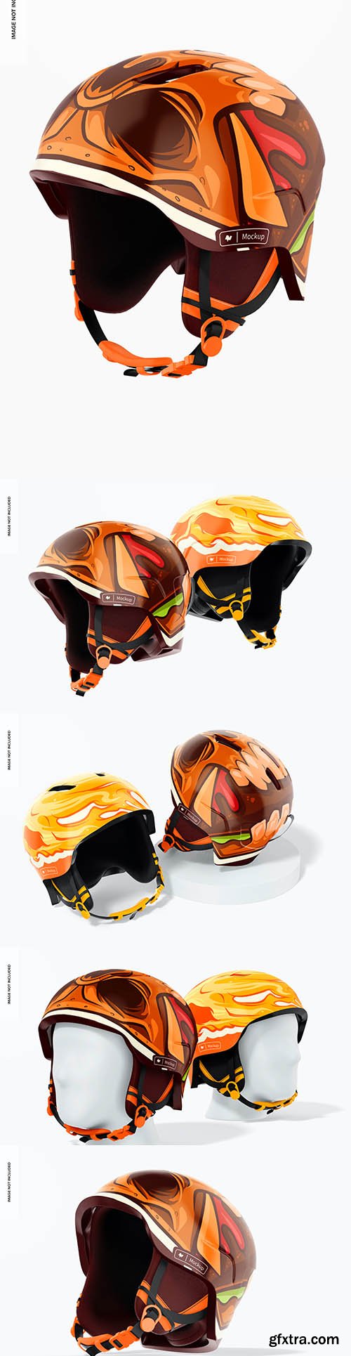 Winter sports helmets mockup