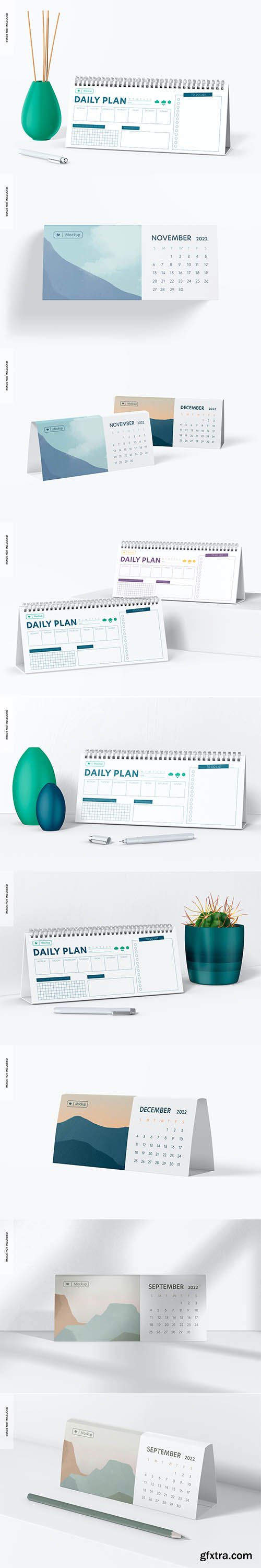 Horizontal desk calendar mockup