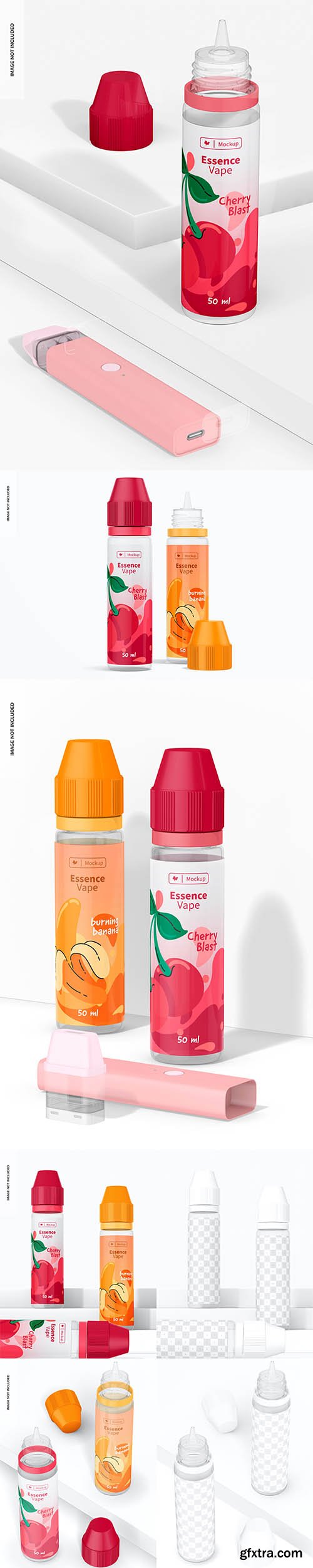 50 ml bottles for electronic vaper mockup