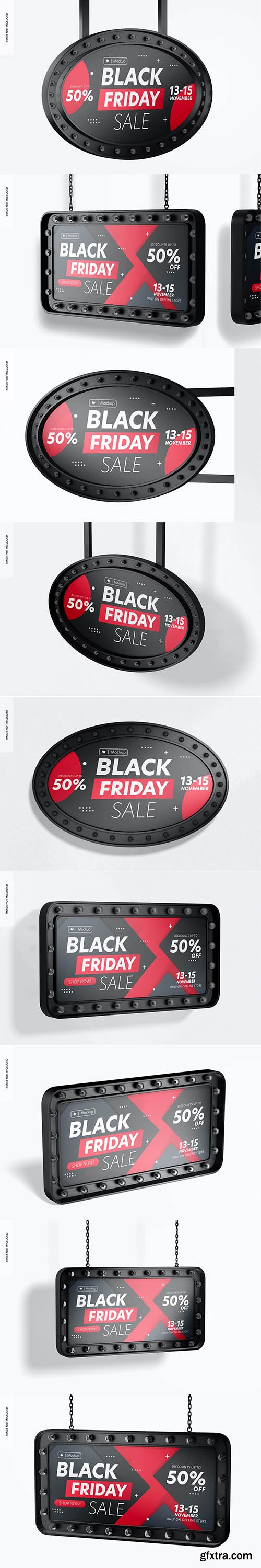 Luminous rectangular promotional signs mockup