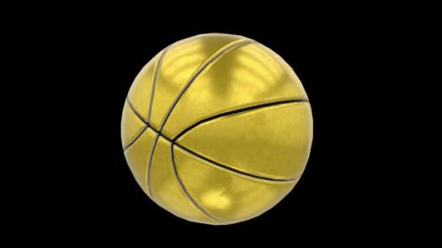 Videohive - Gold Basketball Ball Alpha Loop - 35286919 - 35286919