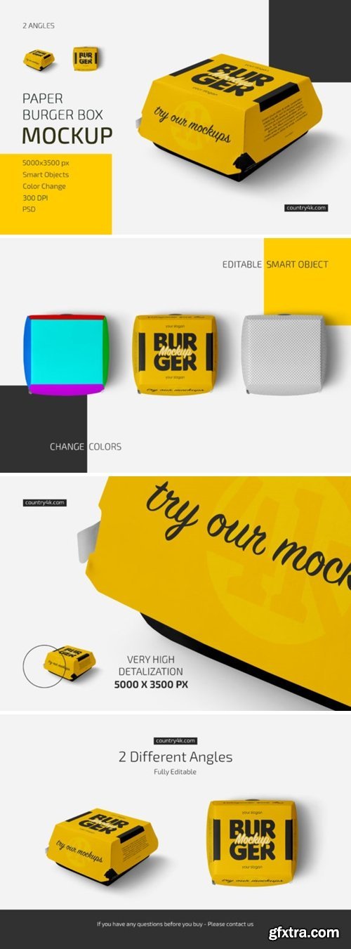 Paper Burger Box Mockup Set 7871683