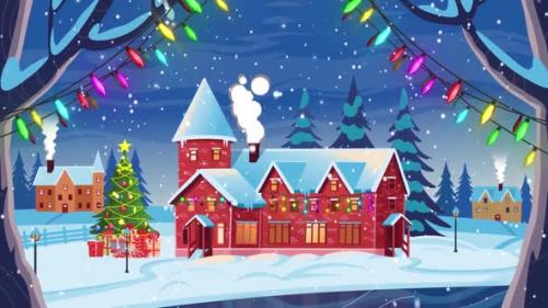 Videohive - Beautiful Winter Night Landscape _ Christmas Animation - 35370335 - 35370335