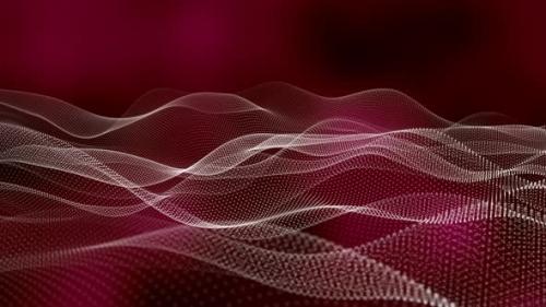 Videohive - Background Red Color Digital Particle Line Wave Animated - 35370428 - 35370428