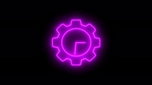 Videohive - Gear Design Pink Neon Light Clock Isolated On Black Background - 35371057 - 35371057