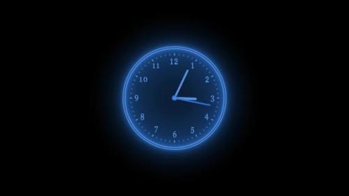 Videohive - Blue Neon Clock Isolated Animated On Black Background - 35371060 - 35371060