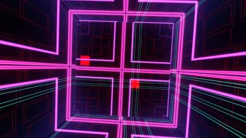 Videohive - Vj Loop Surreal Rotating Neon Cube 02 - 35371126 - 35371126