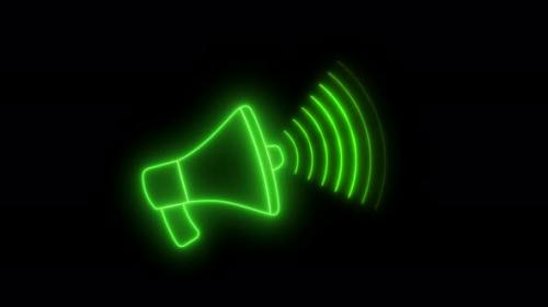 Videohive - Green Color Neon Light Hand Speaker Animated On Black Background - 35371143 - 35371143