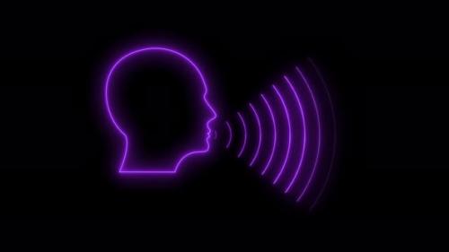 Videohive - Purple Color Neon Light Mouth Sound Animated On Black Background - 35371147 - 35371147