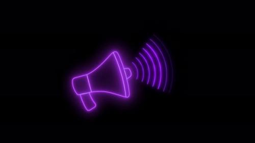 Videohive - Purple Color Neon Light Hand Speaker Animated On Black Background - 35371148 - 35371148