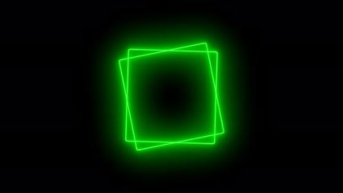 Videohive - Green Neon Light Square Spinning Animated On Black Background - 35371176 - 35371176