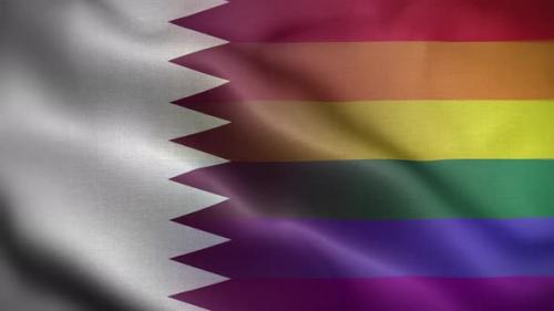 Videohive - LGBT Qatar Flag Loop Background 4K - 35280012 - 35280012