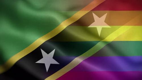 Videohive - LGBT Saint Kitts And Nevis Flag Loop Background 4K - 35280015 - 35280015