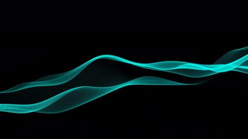 Videohive - Cyan Color Digital Particle Line Wave Animation - 35291811 - 35291811