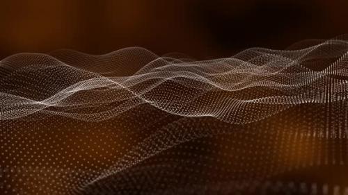 Videohive - Background Brown Dark Color Digital Particle Line Wave Animated - 35291813 - 35291813