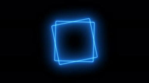 Videohive - Blue Neon Light Square Spinning Animated On Black Background - 35291979 - 35291979