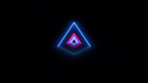 Videohive - Blue Pink Color Neon Glowing Triangle Tunnel Background - 35291981 - 35291981