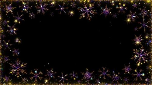 Videohive - Gold Snowflakes Frame - 35298996 - 35298996